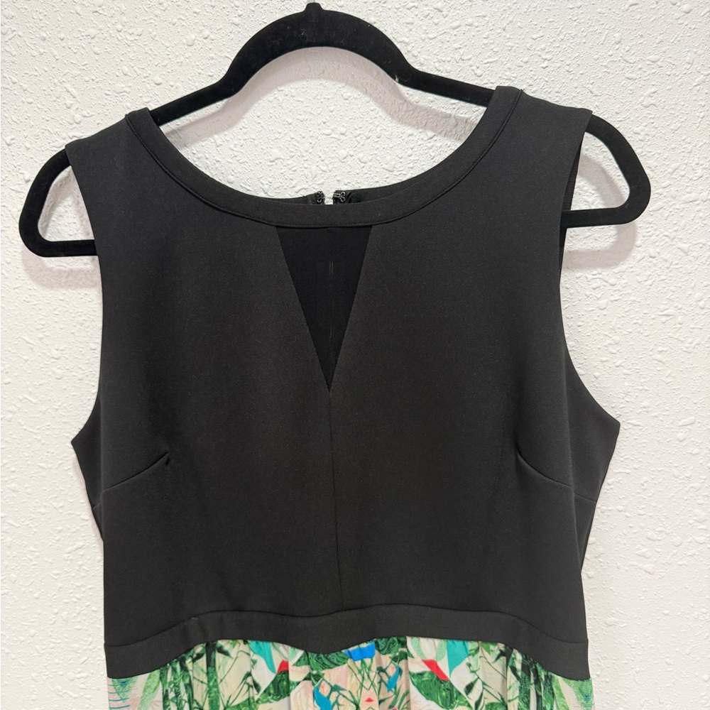 Nicole by Nicole Miller Black Top Green Tropical Print Maxi Skirt 14 - Picture 3 of 10